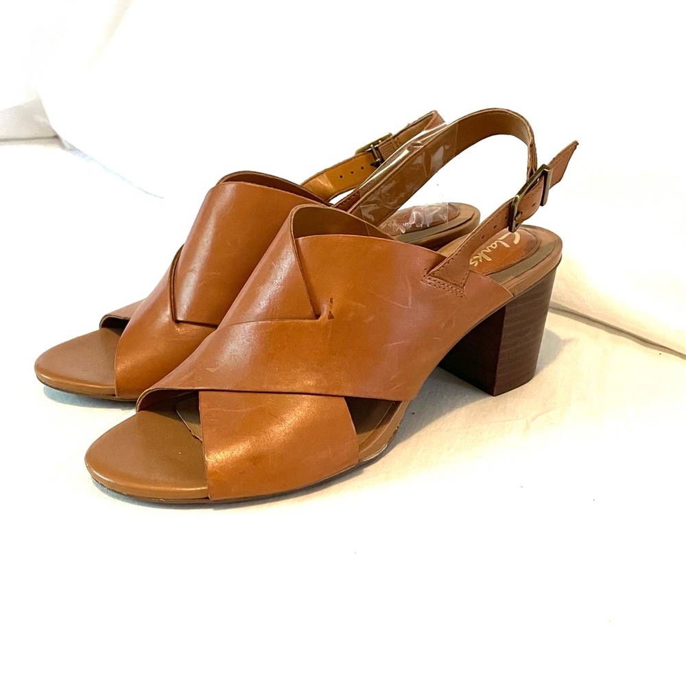 Clarks Chunky Heel Tan Boho Sandals Size 8